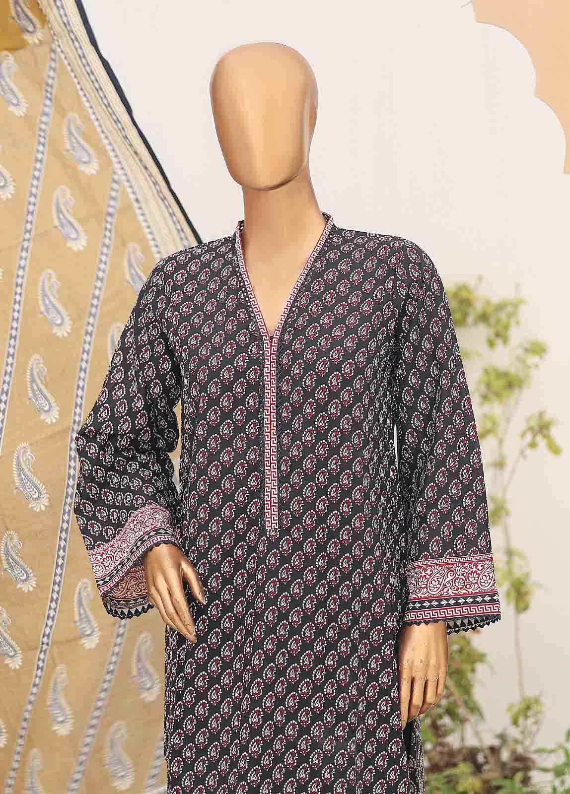Bin Saeed Fabric - SM-PR-050- 3 Piece Printed Cotton Suit