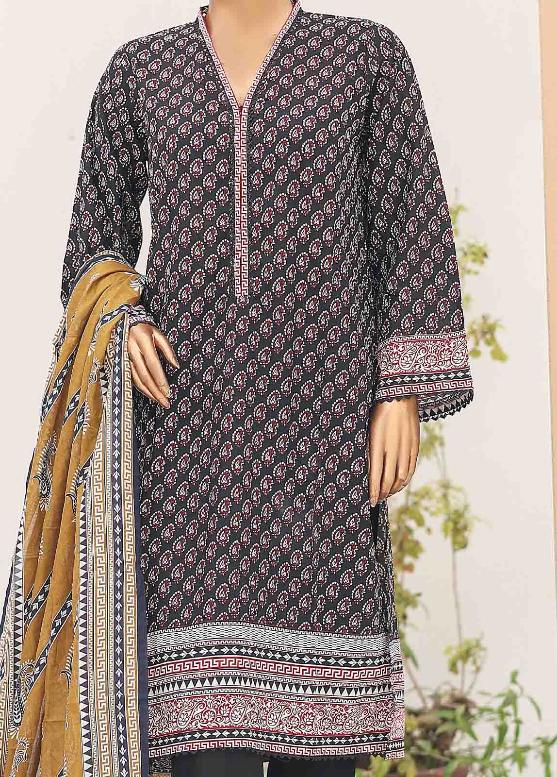 Bin Saeed Fabric - SM-PR-050- 3 Piece Printed Cotton Suit