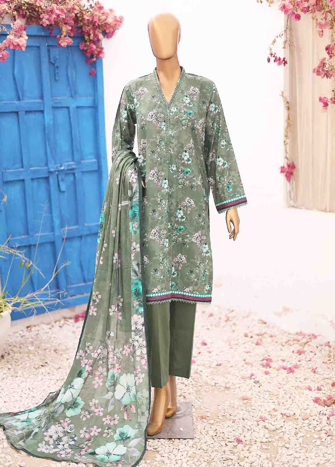 Bin Saeed Fabric - SM-PR-0561 B- 3 Piece Printed Stitched Suit
