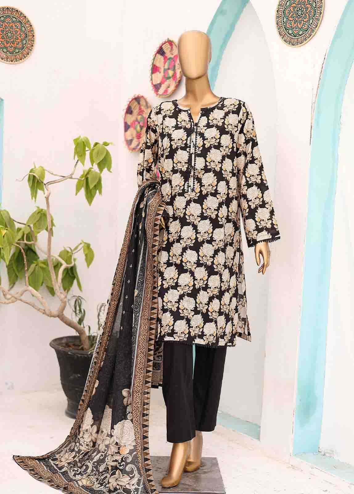 Bin Saeed Fabric - SM-PR-0568 A- 3 Piece Printed Stitched Suit