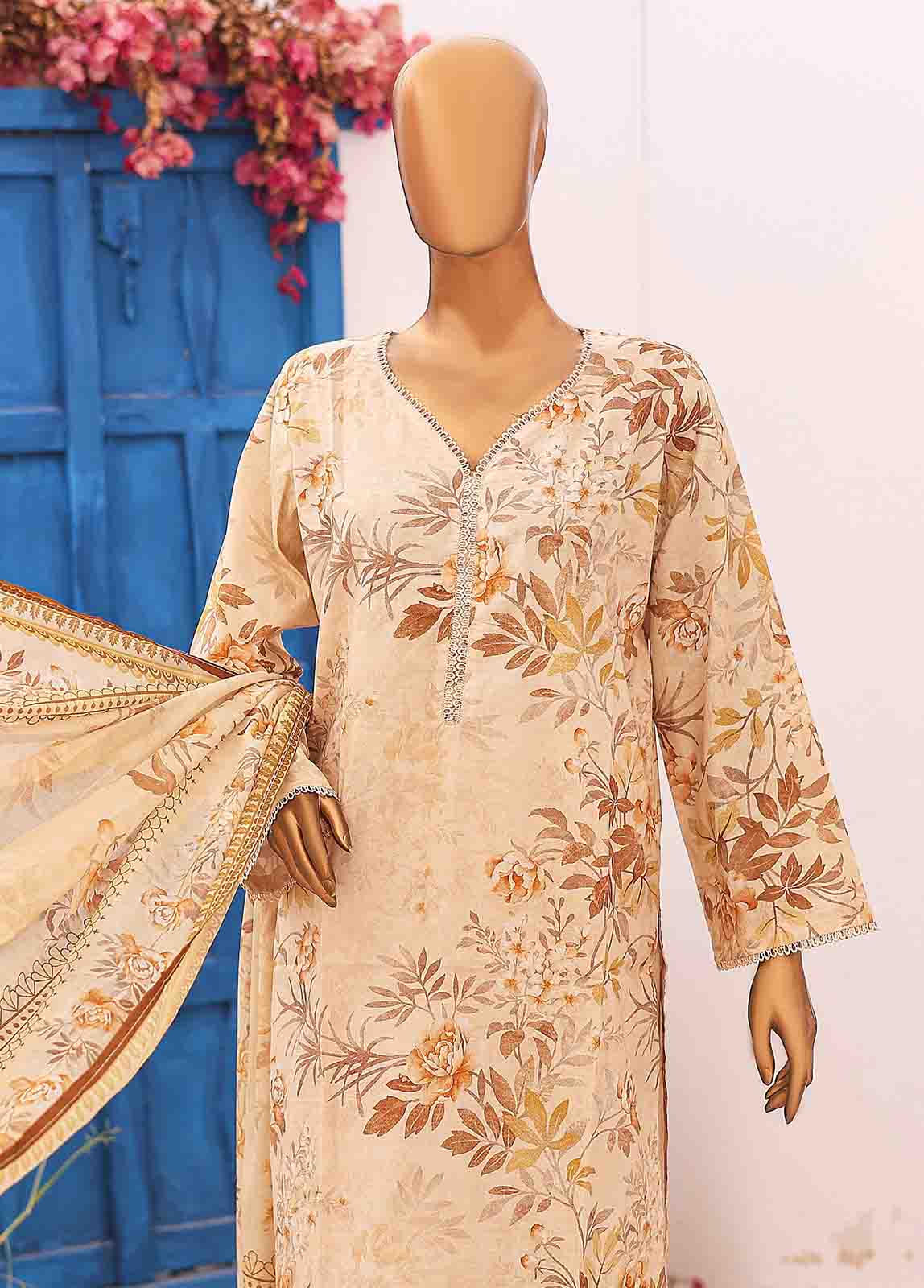 SM-PR-0569 A - 3 Piece Printed Cotton Suit