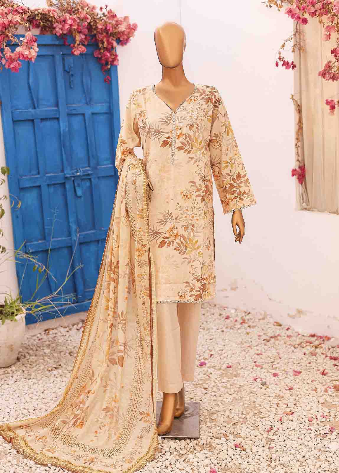 Bin Saeed Fabric - SM-PR-0569 A - 3 Piece Printed Cotton Suit