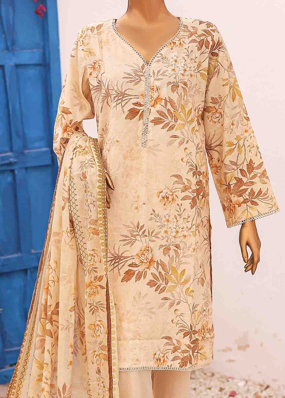 Bin Saeed Fabric - SM-PR-0569 A - 3 Piece Printed Cotton Suit