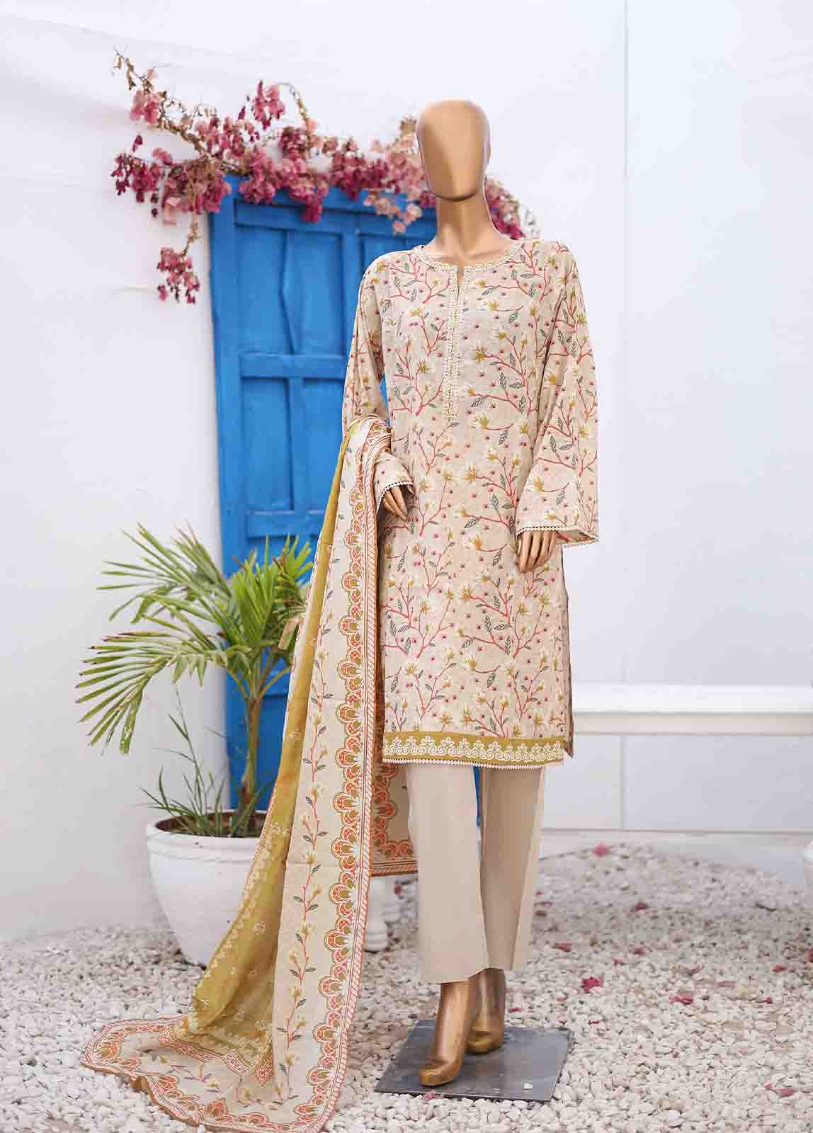 Bin Saeed Fabric - SM-PR-0569 B- 3 Piece Printed Stitched Suit