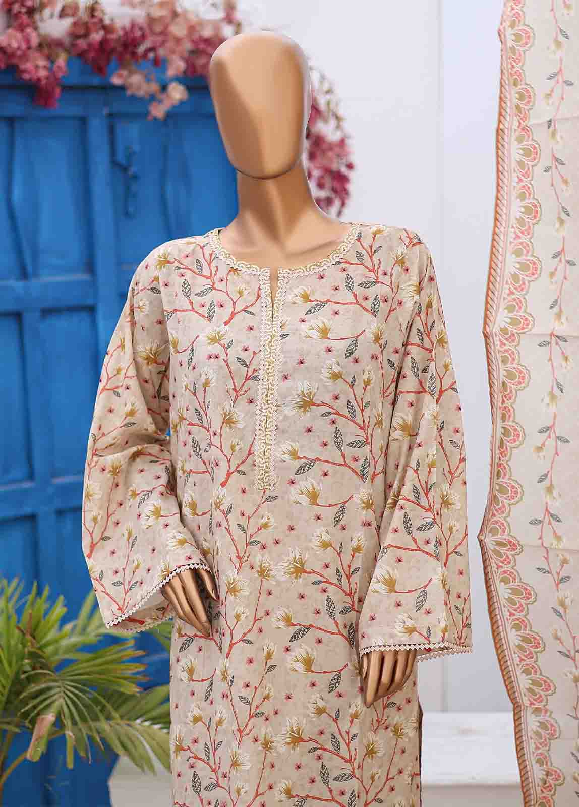 Bin Saeed Fabric - SM-PR-0569 B- 3 Piece Printed Stitched Suit