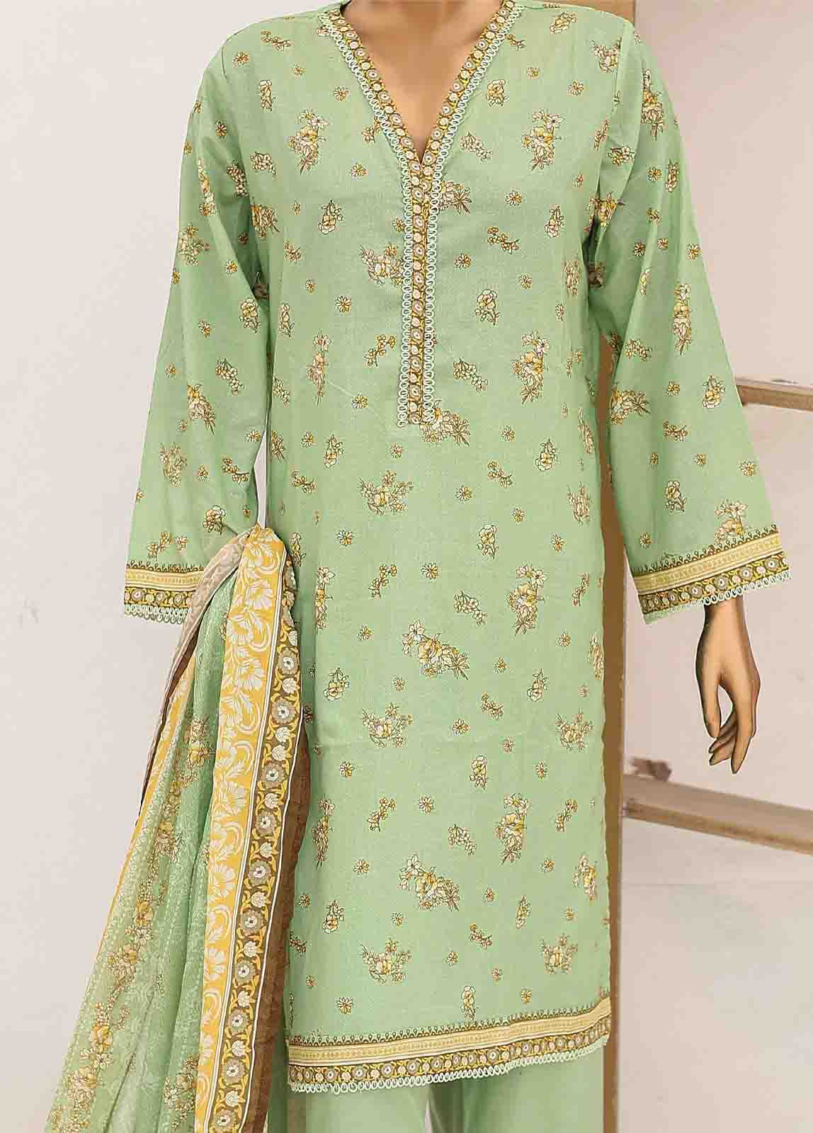 Bin Saeed Fabric - SM-PR-0570- 3 Piece Printed Cotton Suit