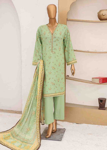 Bin Saeed Fabric - SM-PR-0570- 3 Piece Printed Cotton Suit