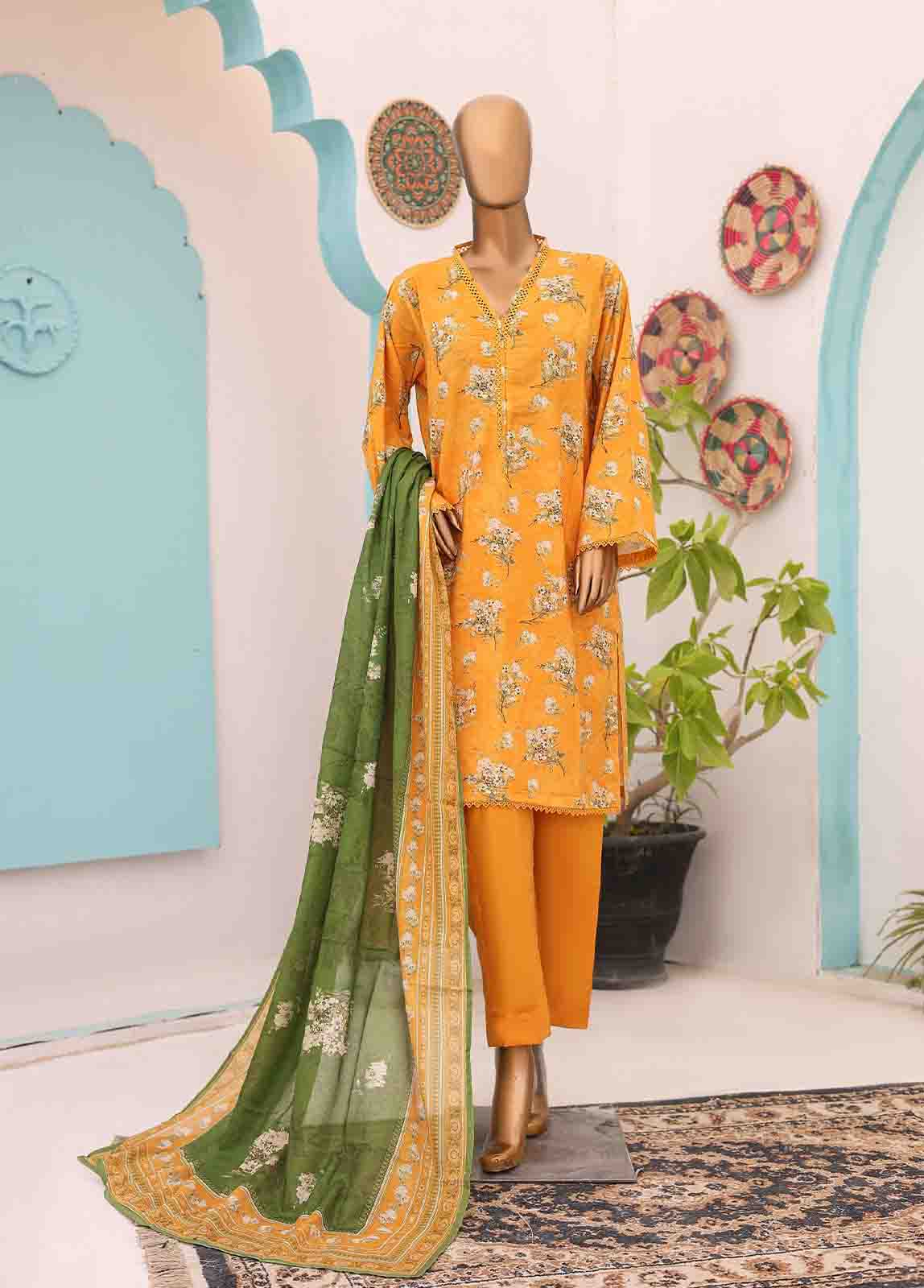 Bin Saeed Fabric - SM-PR-0571 B- 3 Piece Printed Stitched Suit