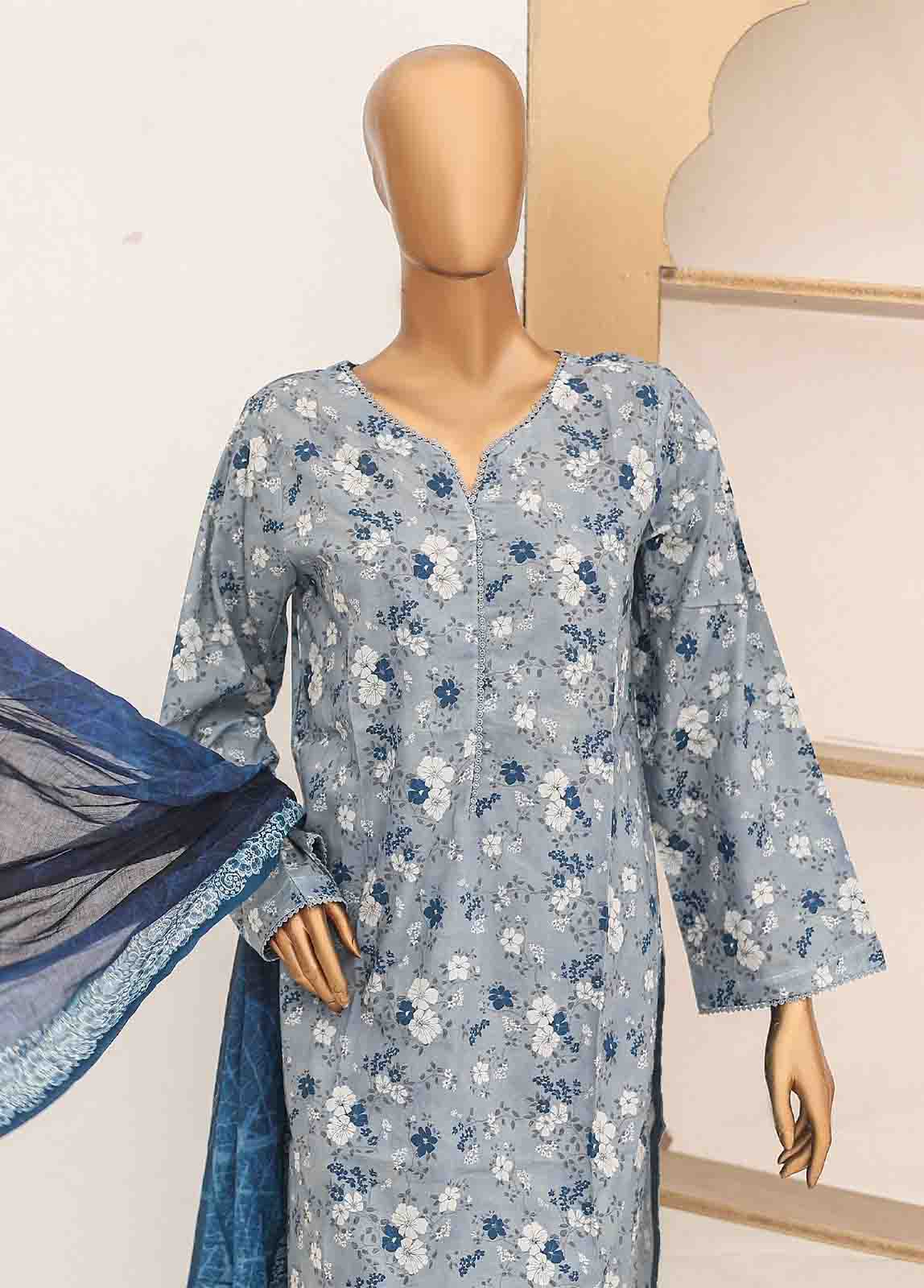 Bin Saeed Fabric - SM-PR-0572- 3 Piece Printed Cotton Suit
