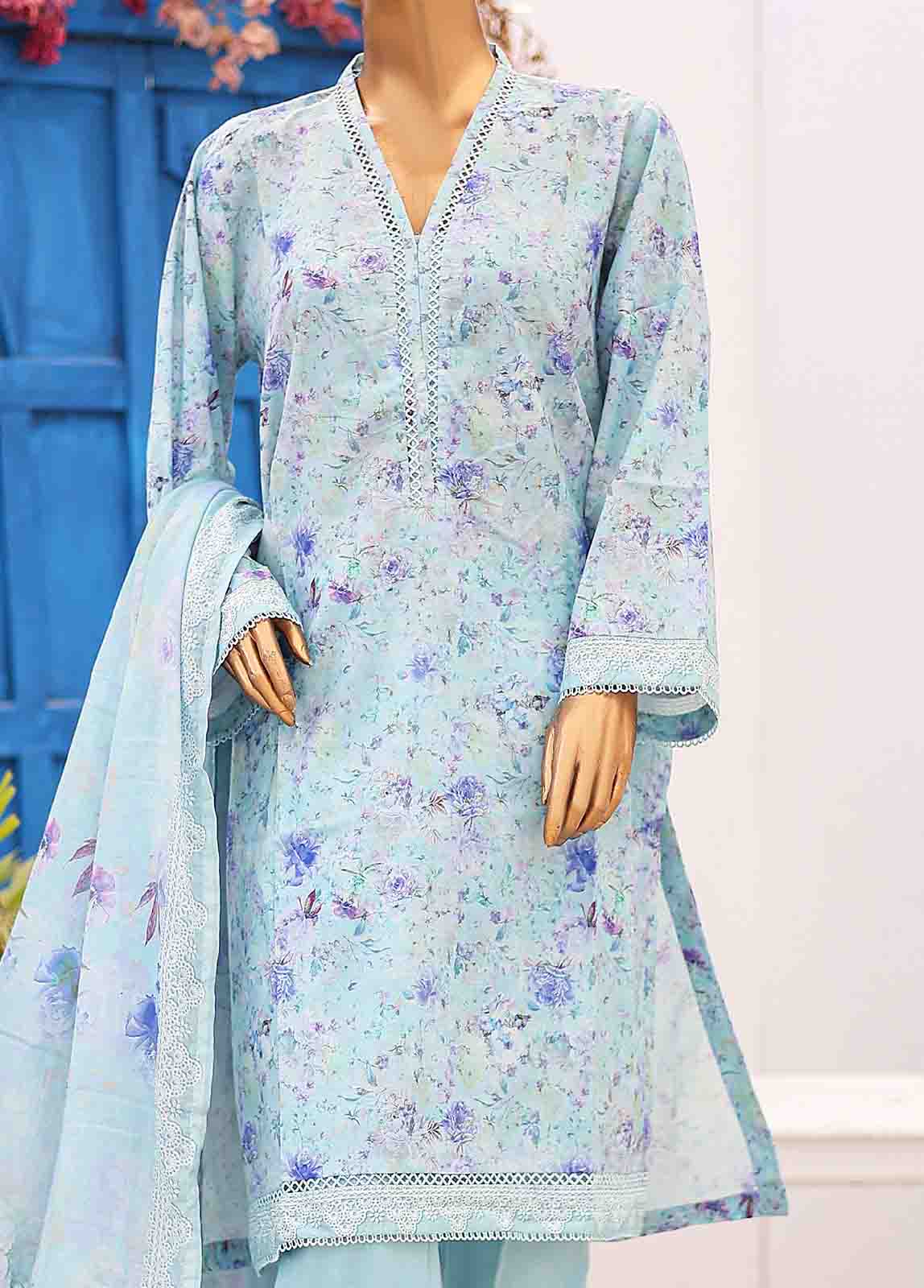 Bin Saeed Fabric - SM-PR-0574 B- 3 Piece Printed Stitched Suit