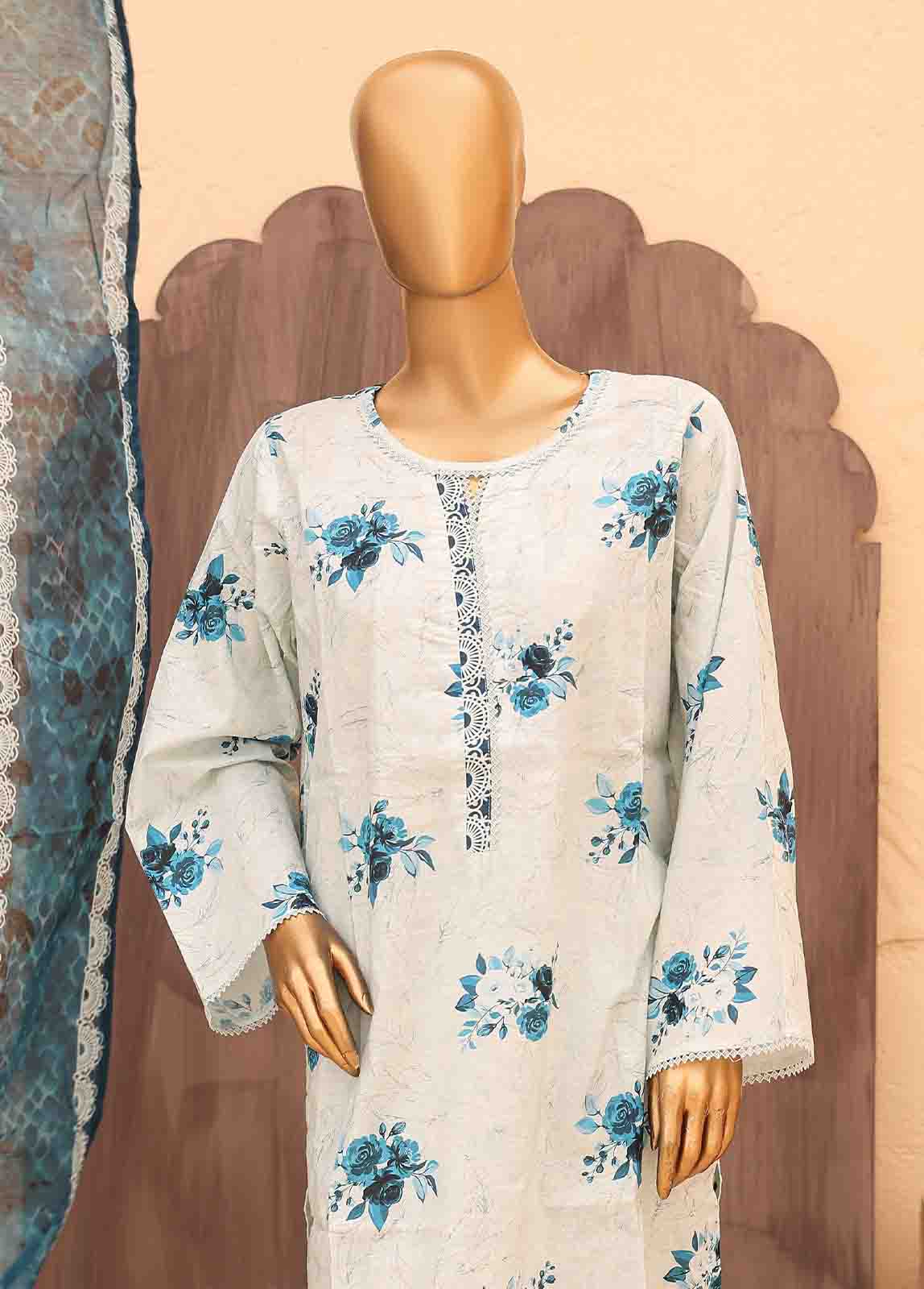 Bin Saeed Fabric - SM-PR-0575 B- 3 Piece Printed Stitched Suit