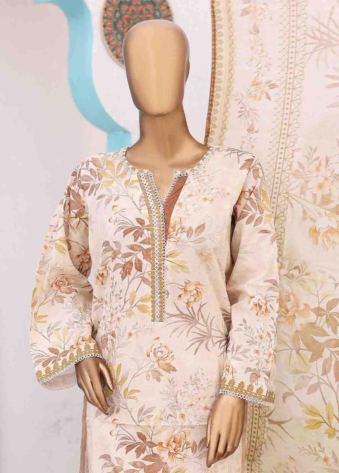 Bin Saeed Fabric - SM-PR-0576 B- 3 Piece Printed Stitched Suit