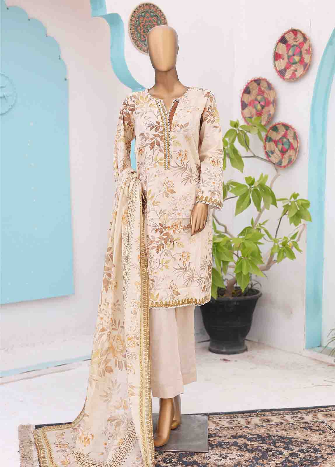 Bin Saeed Fabric - SM-PR-0576 B- 3 Piece Printed Stitched Suit