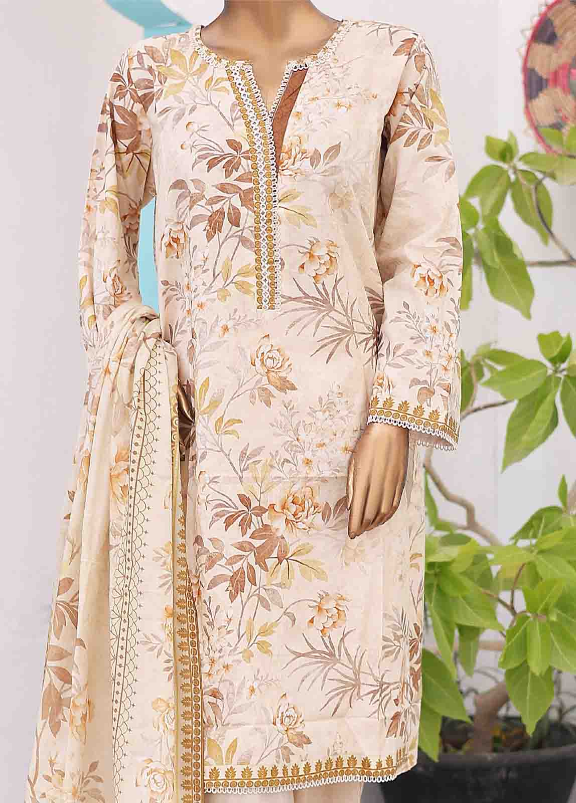 Bin Saeed Fabric - SM-PR-0576 B- 3 Piece Printed Stitched Suit