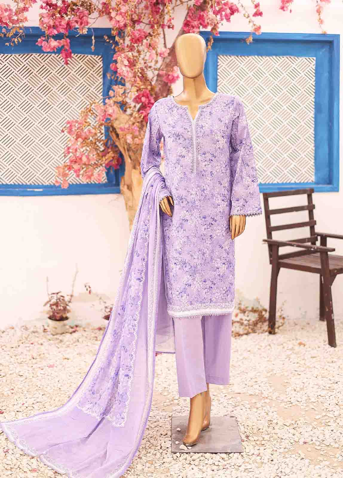 Bin Saeed Fabric - SM-PR-0581 A- 3 Piece Printed Stitched Suit
