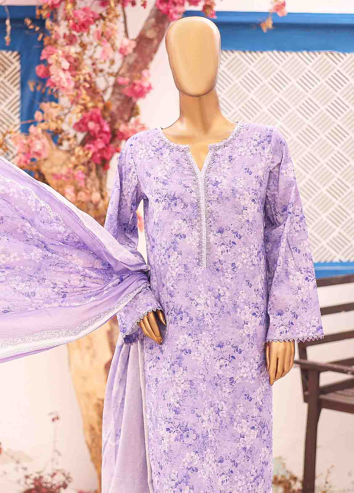 Bin Saeed Fabric - SM-PR-0581 A- 3 Piece Printed Stitched Suit