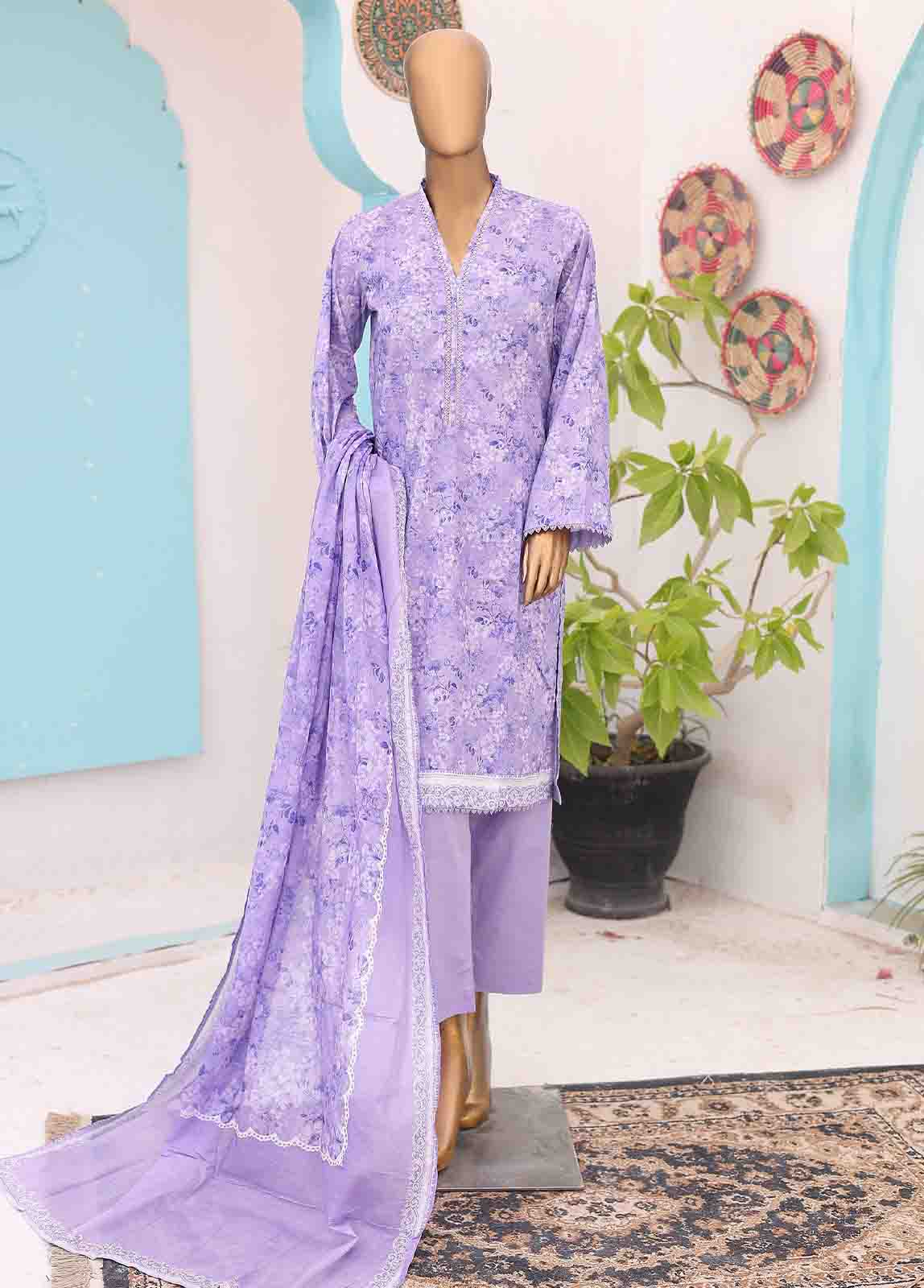 Bin Saeed Fabric - SM-PR-0581 B- 3 Piece Printed Stitched Suit