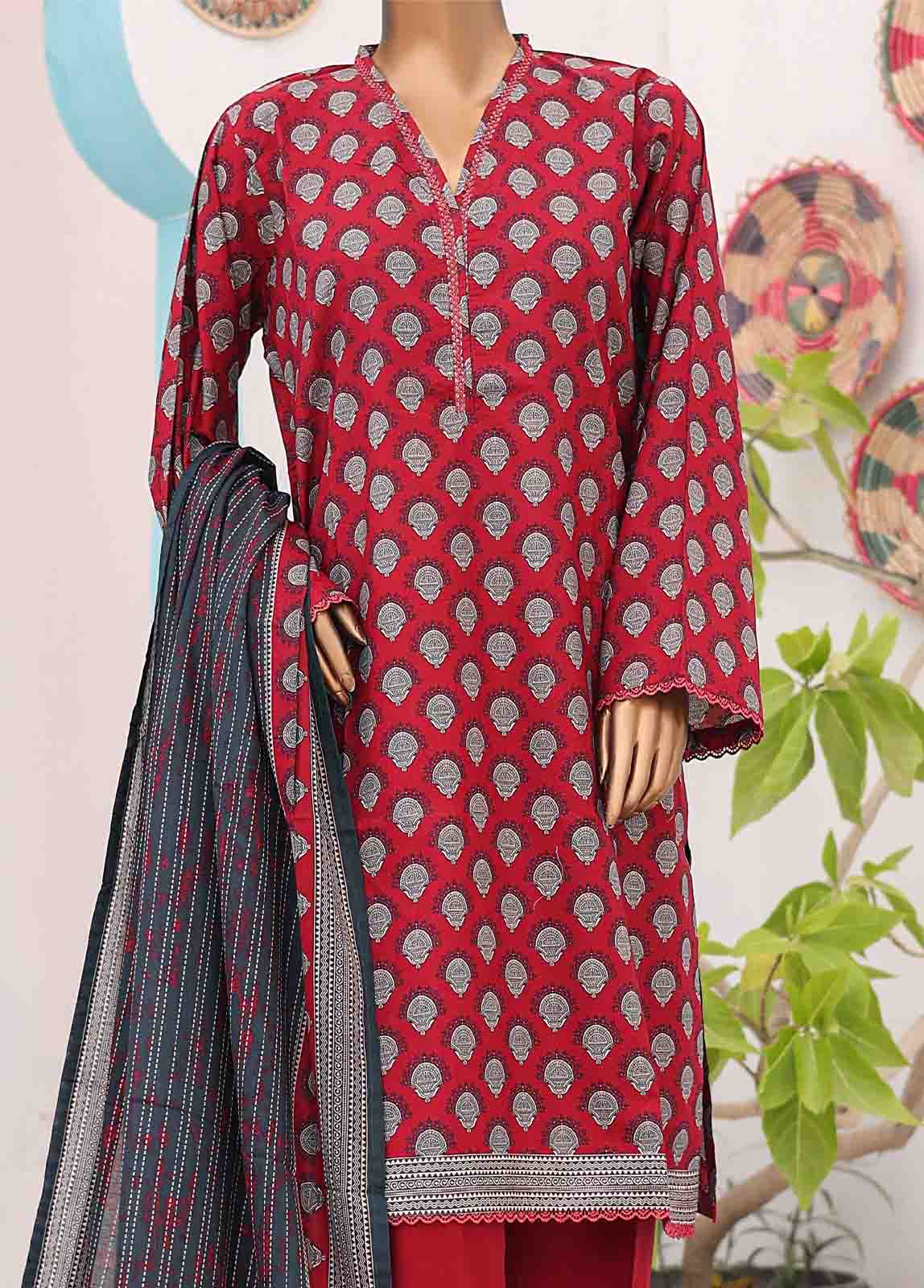 Bin Saeed Fabric - SM-PR-0595 B- 3 Piece Printed Stitched Suit