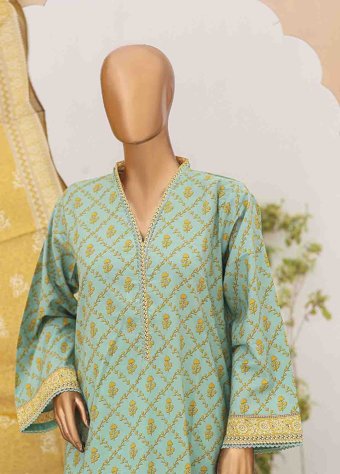 Bin Saeed Fabric - SM-PR-0597 A- 3 Piece Printed Cotton Suit