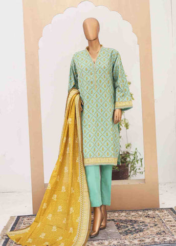 Bin Saeed Fabric - SM-PR-0597 A- 3 Piece Printed Cotton Suit