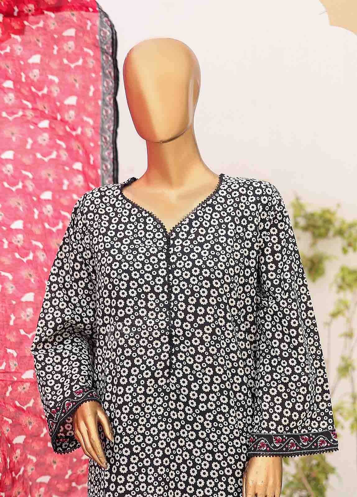 Bin Saeed Fabric - SM-PR-0598- 3 Piece Printed Cotton Suit