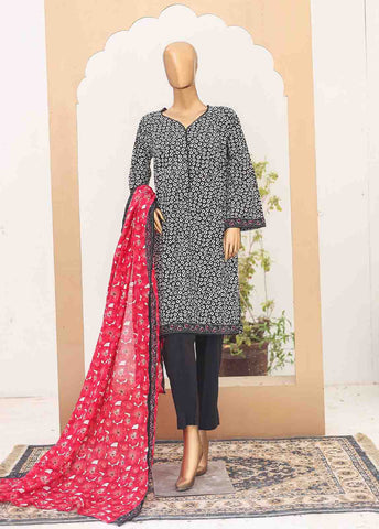 Bin Saeed Fabric - SM-PR-0598- 3 Piece Printed Cotton Suit