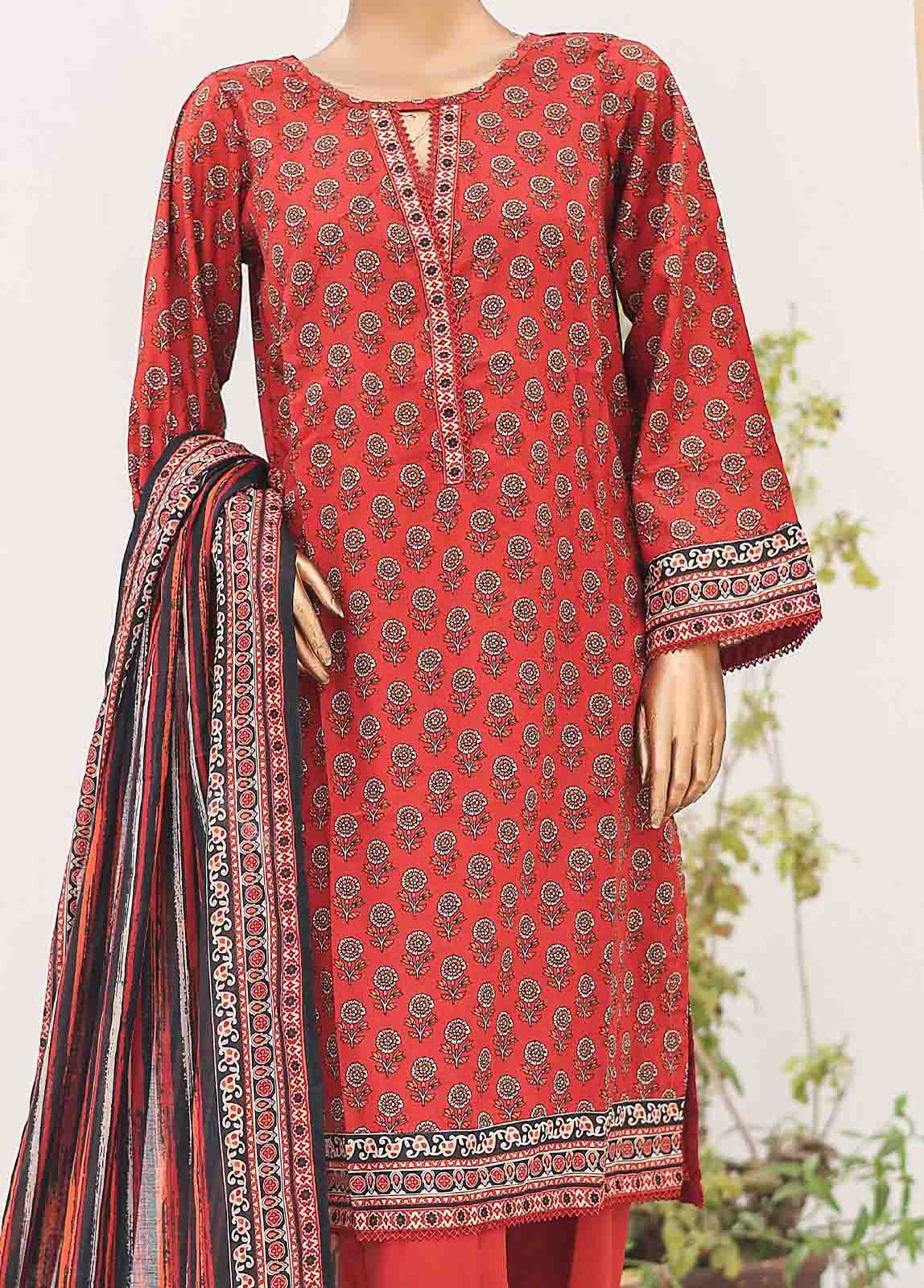 Bin Saeed Fabric - SM-PR-0601-3 Piece Printed Cotton Suit