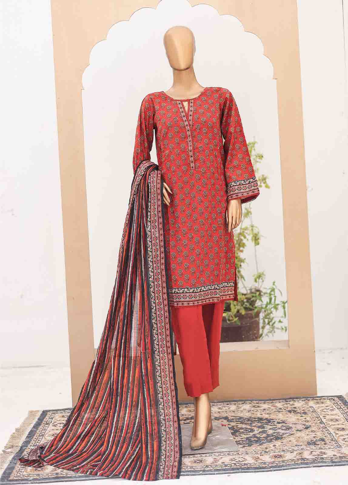 Bin Saeed Fabric - SM-PR-0601-3 Piece Printed Cotton Suit