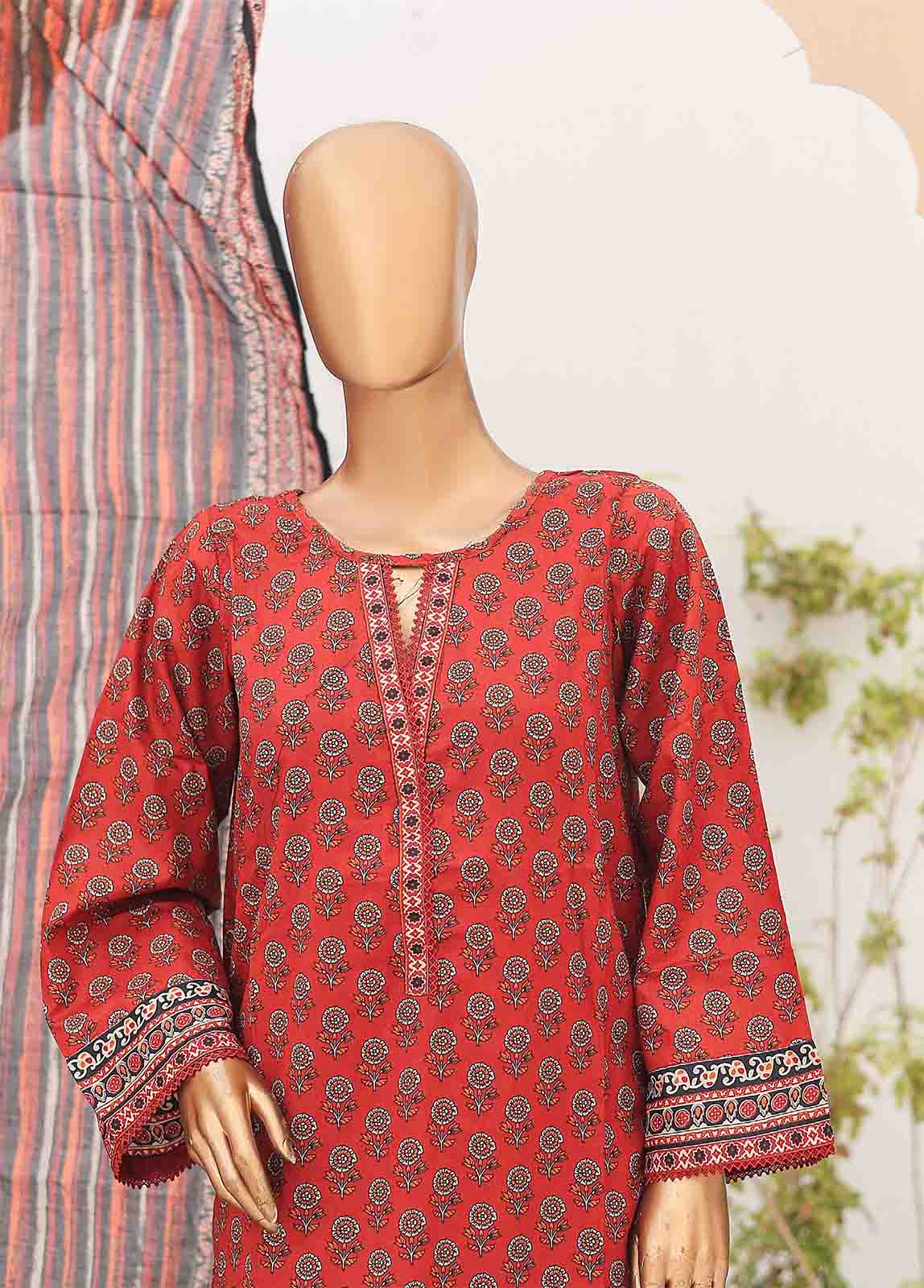 Bin Saeed Fabric - SM-PR-0601-3 Piece Printed Cotton Suit