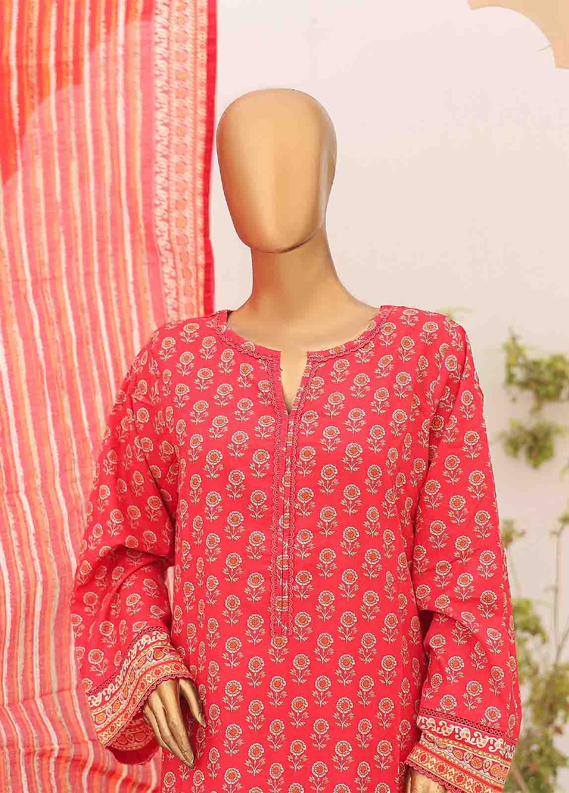 Bin Saeed Fabric - SM-PR-0603-3 Piece Printed Cotton Suit