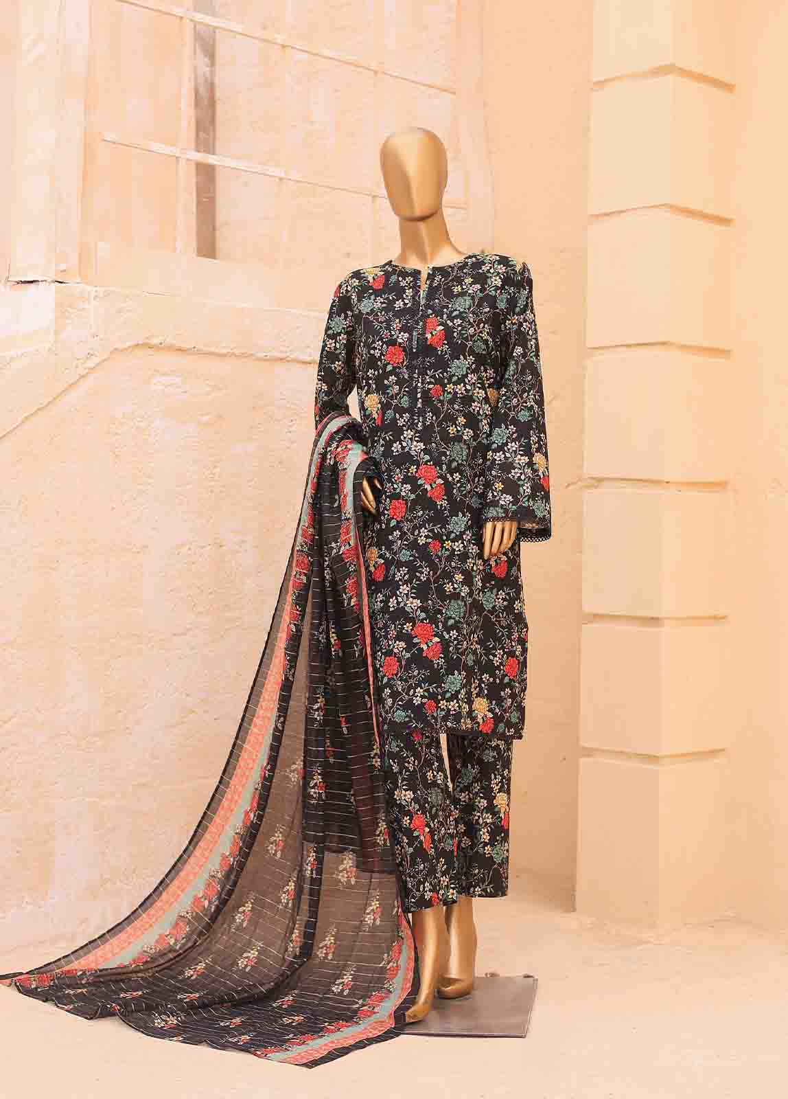Bin Saeed Fabric - SM-PR-0621 A- 3 Piece Printed Stitched Suit