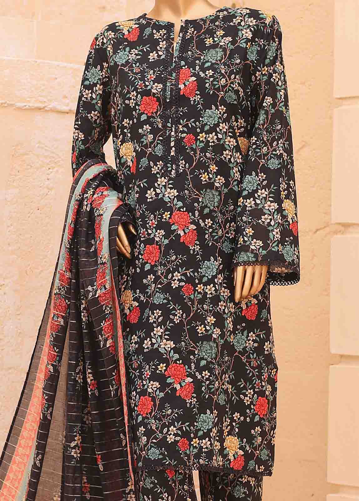 Bin Saeed Fabric - SM-PR-0621 A- 3 Piece Printed Stitched Suit