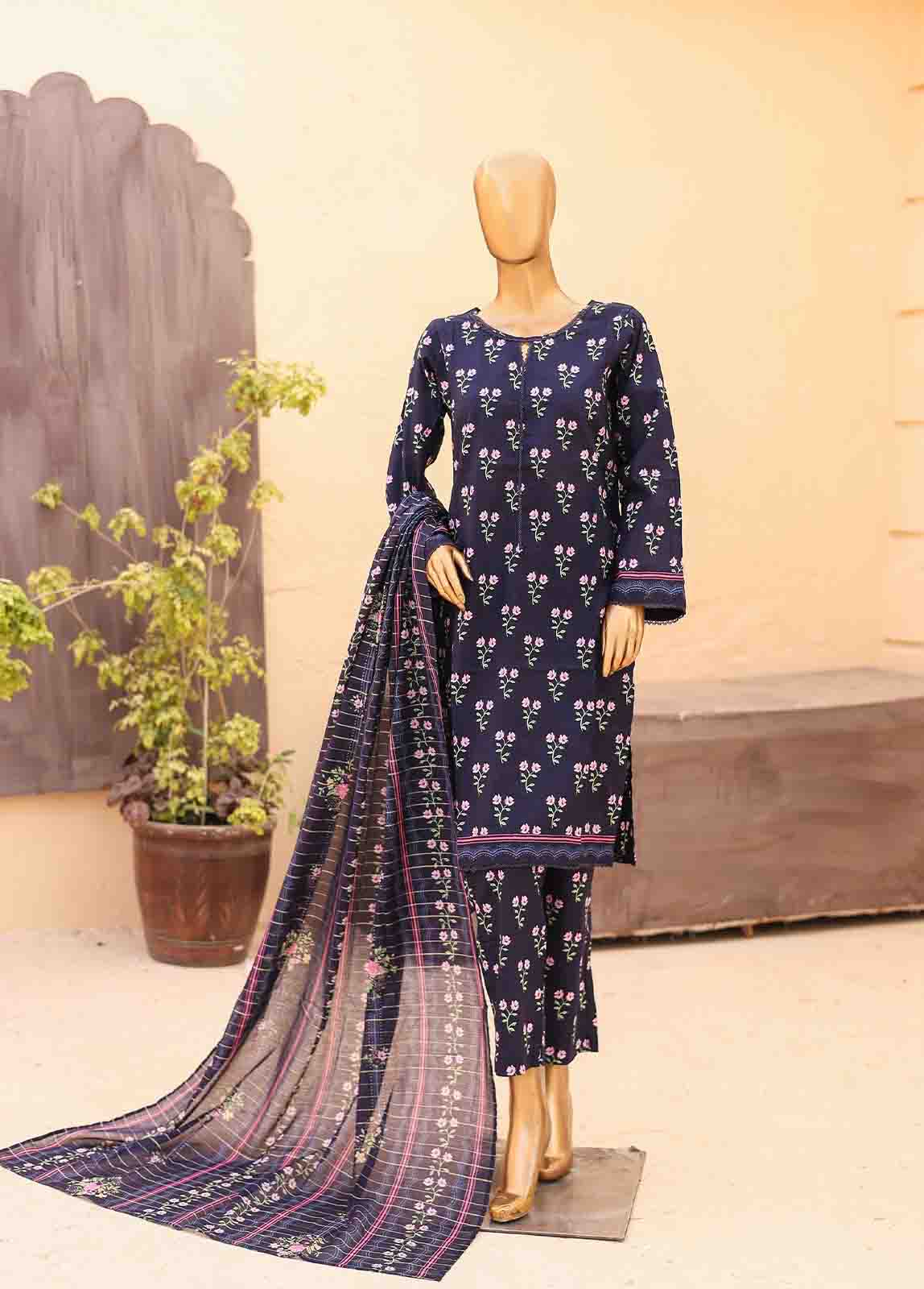 Bin Saeed Fabric - SM-PR-0622 A- 3 Piece Printed Stitched Suit