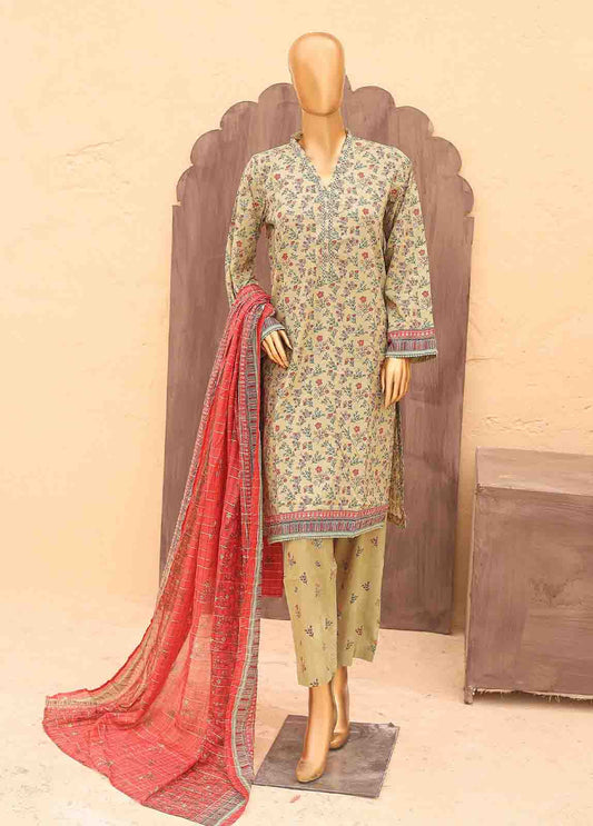 SM-PR-0623 B- 3 Piece Printed Stitched Suit