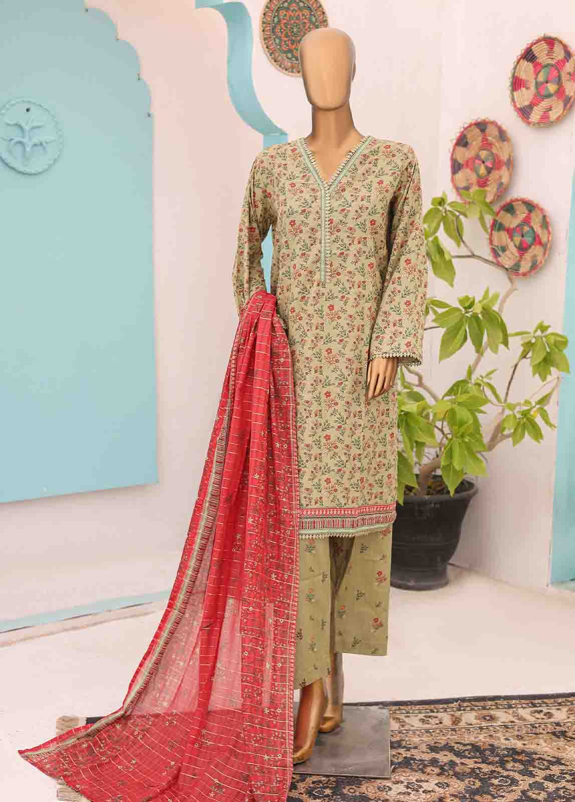 Bin Saeed Fabric - SM-PR-0623 A- 3 Piece Printed Stitched Suit