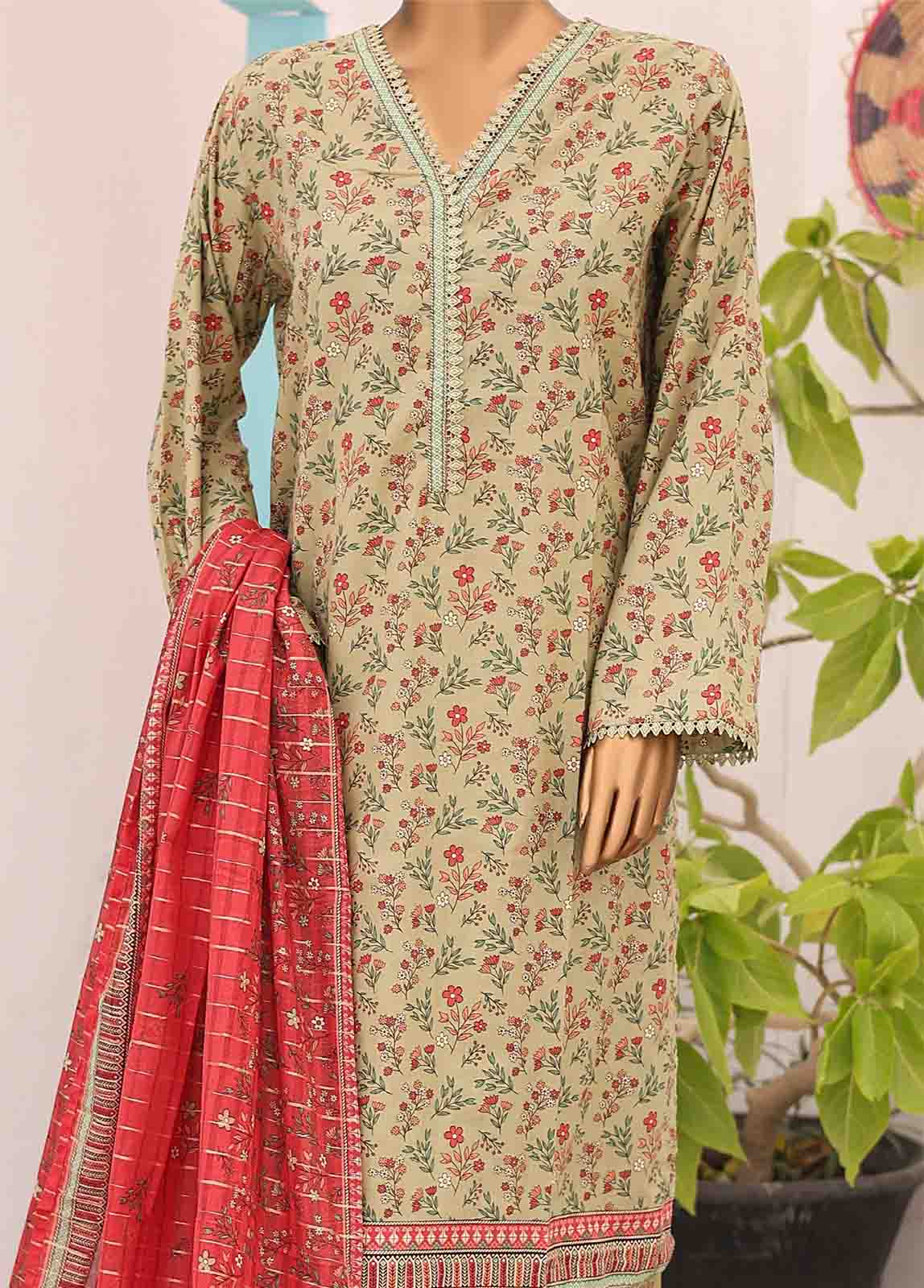 Bin Saeed Fabric - SM-PR-0623 A- 3 Piece Printed Stitched Suit