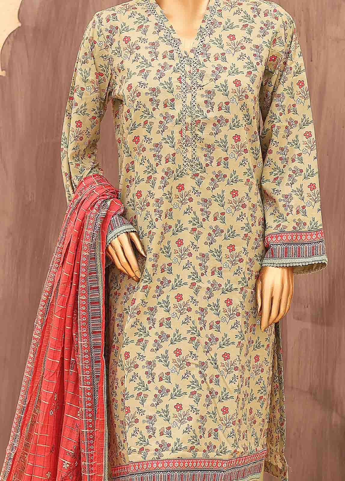 Bin Saeed Fabric - SM-PR-0623 B- 3 Piece Printed Stitched Suit