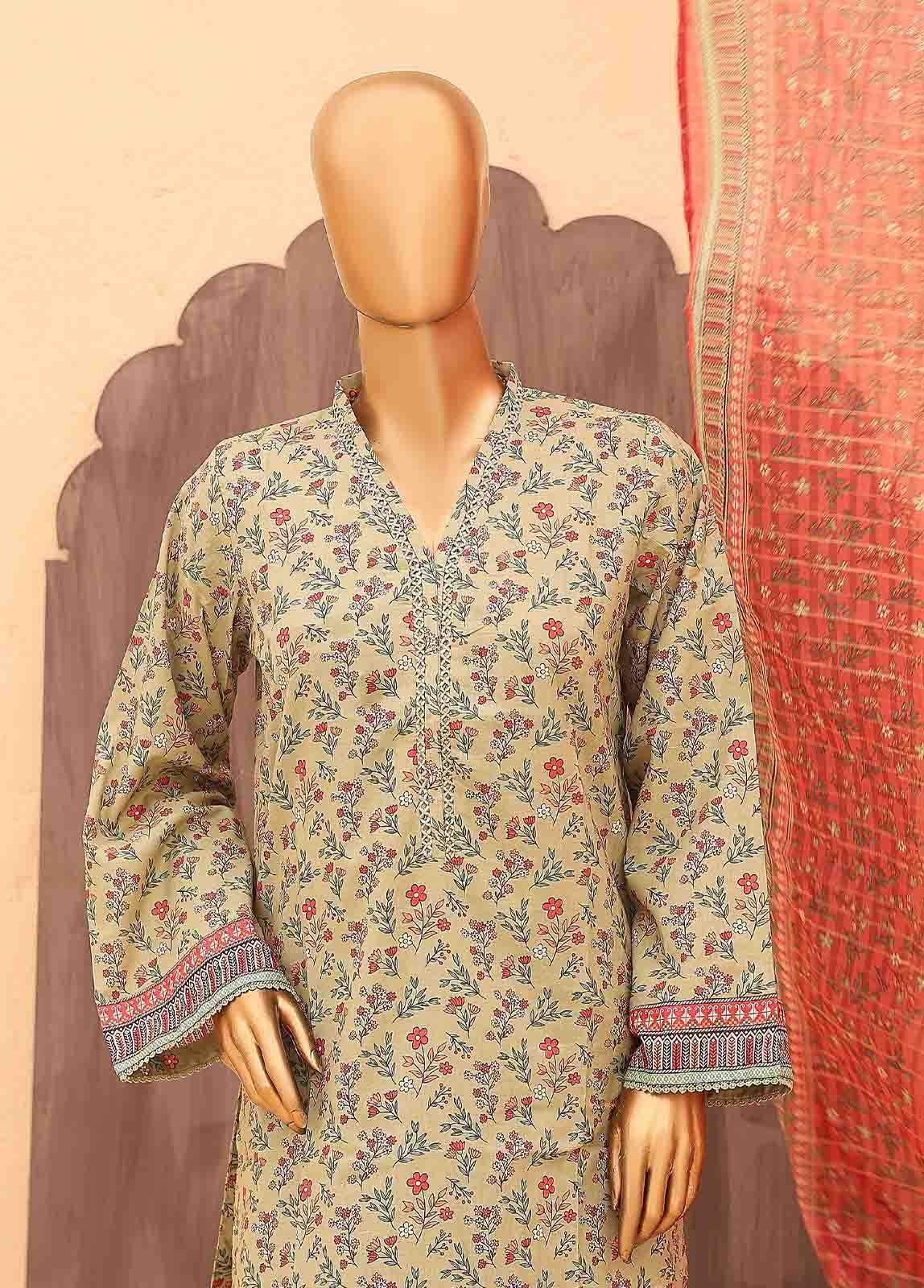 Bin Saeed Fabric - SM-PR-0623 B- 3 Piece Printed Stitched Suit