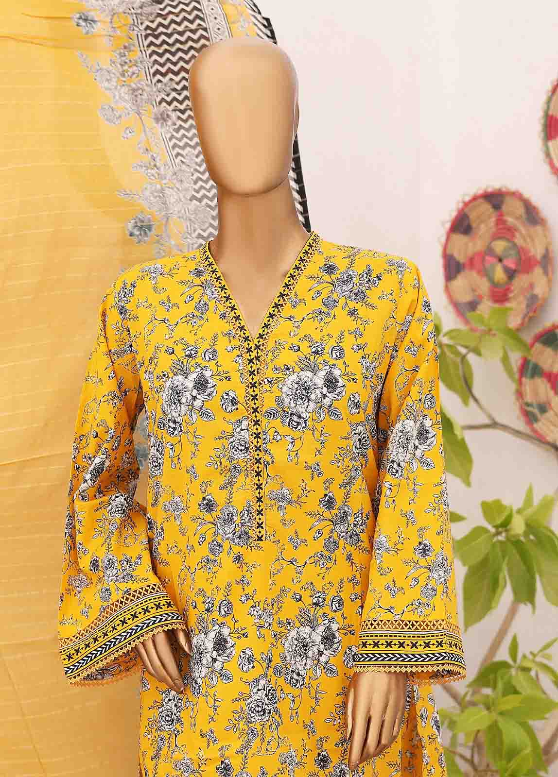 Bin Saeed Fabric - SM-PR-0625 B- 3 Piece Printed Cotton Suit