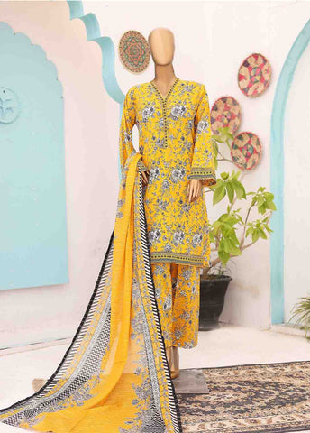 Bin Saeed Fabric - SM-PR-0625 B- 3 Piece Printed Cotton Suit