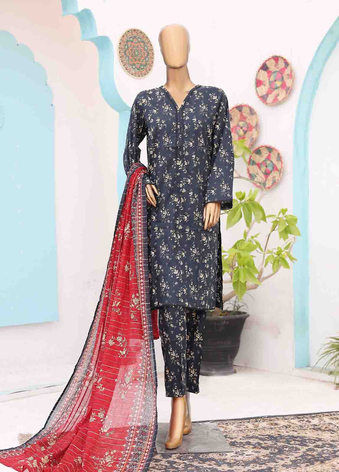 Bin Saeed Fabric - SM-PR-0627 A- 3 Piece Printed Stitched Suit