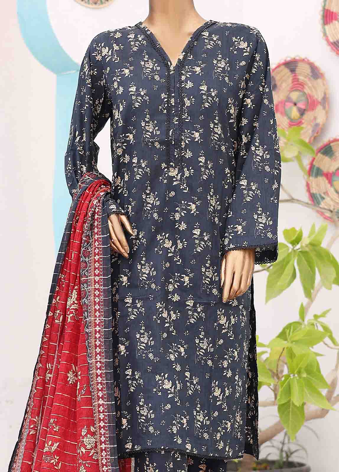 Bin Saeed Fabric - SM-PR-0627 A- 3 Piece Printed Stitched Suit