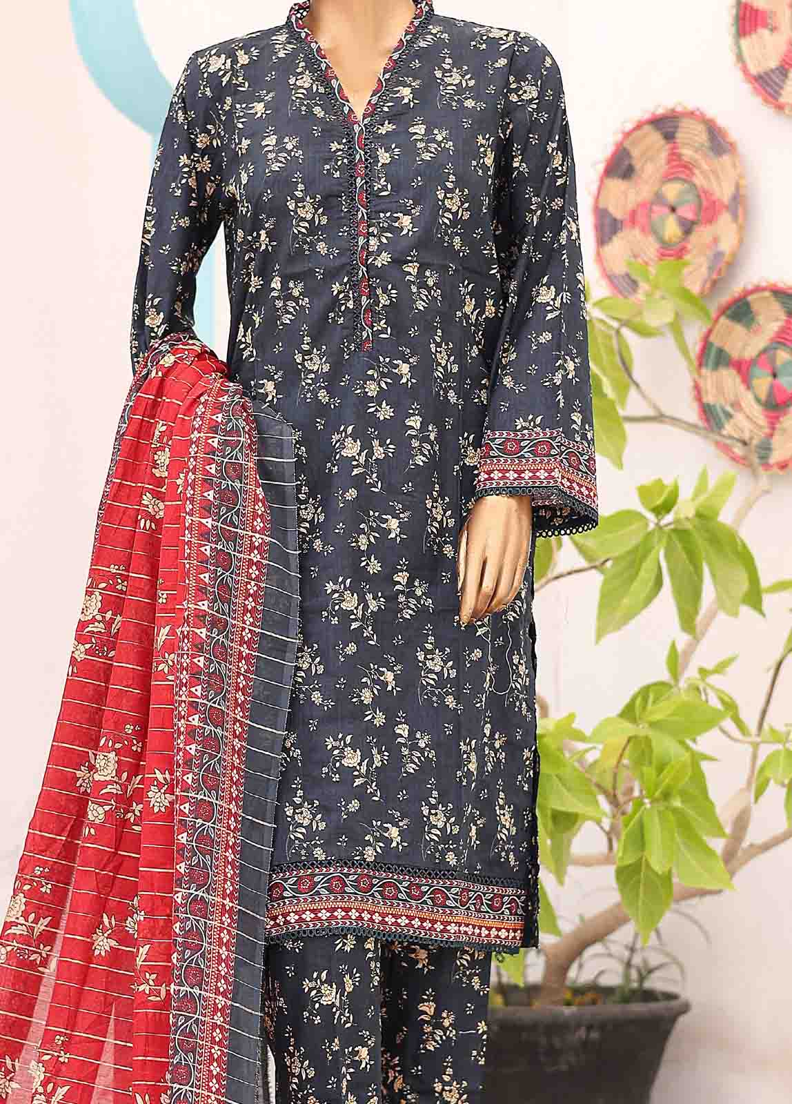 Bin Saeed Fabric - SM-PR-0627 B- 3 Piece Printed Stitched Suit