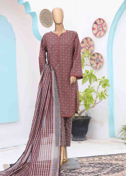 SM-PR-0630 A- 3 Piece Printed Stitched Suit