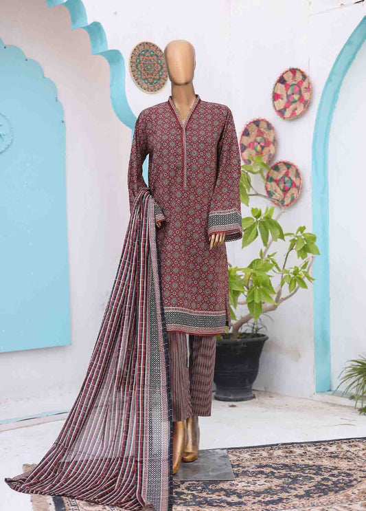 SM-PR-0630 B- 3 Piece Printed Stitched Suit