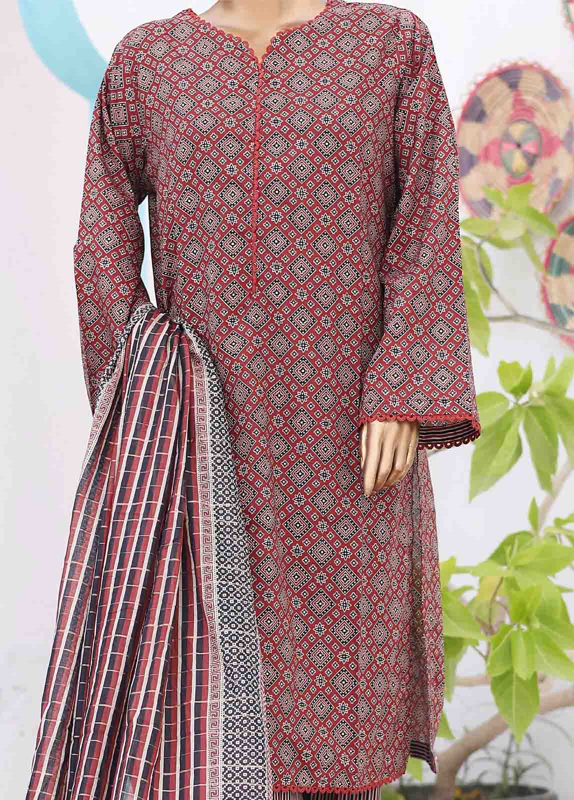 Bin Saeed Fabric - SM-PR-0630 A- 3 Piece Printed Stitched Suit