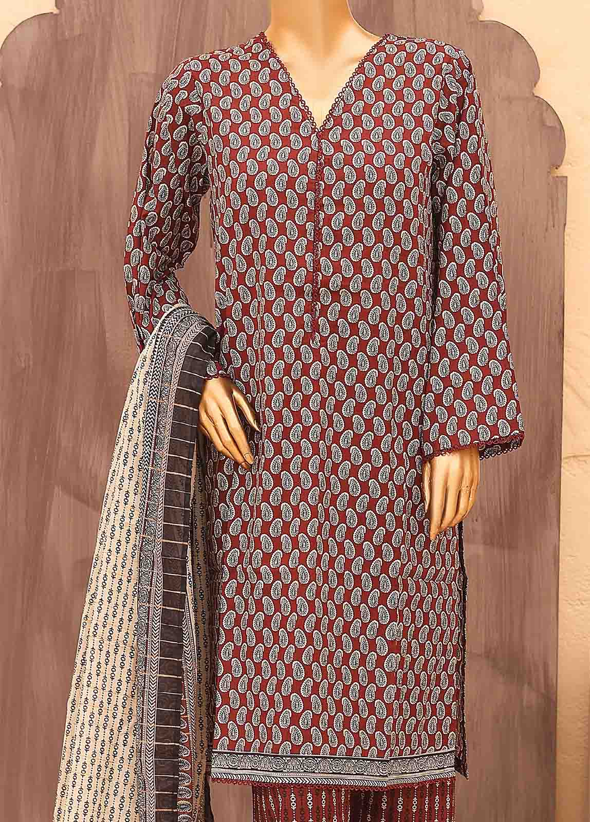 Bin Saeed Fabric - SM-PR-0633 A- 3 Piece Printed Stitched Suit
