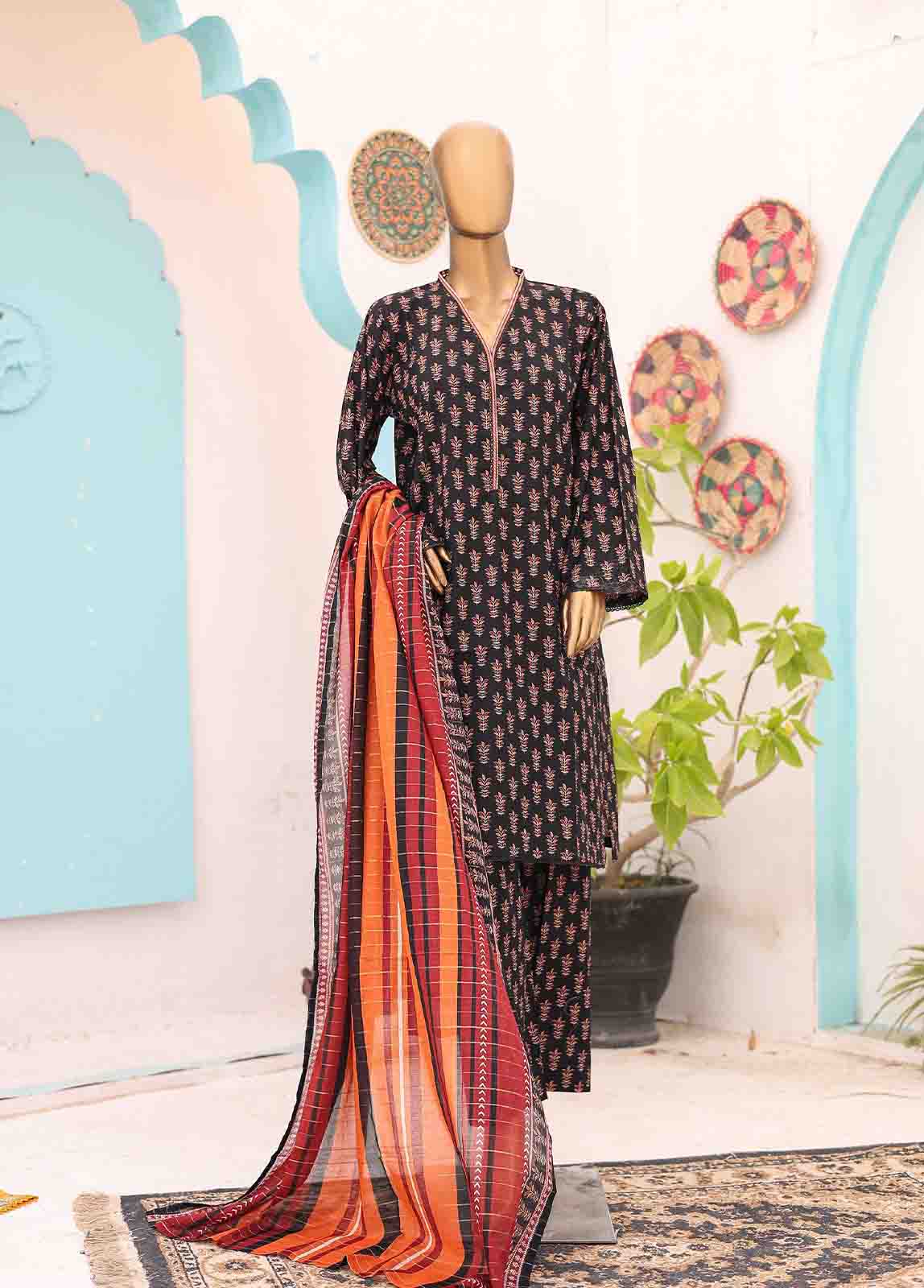 Bin Saeed Fabric - SM-PR-0636 A- 3 Piece Printed Stitched Suit