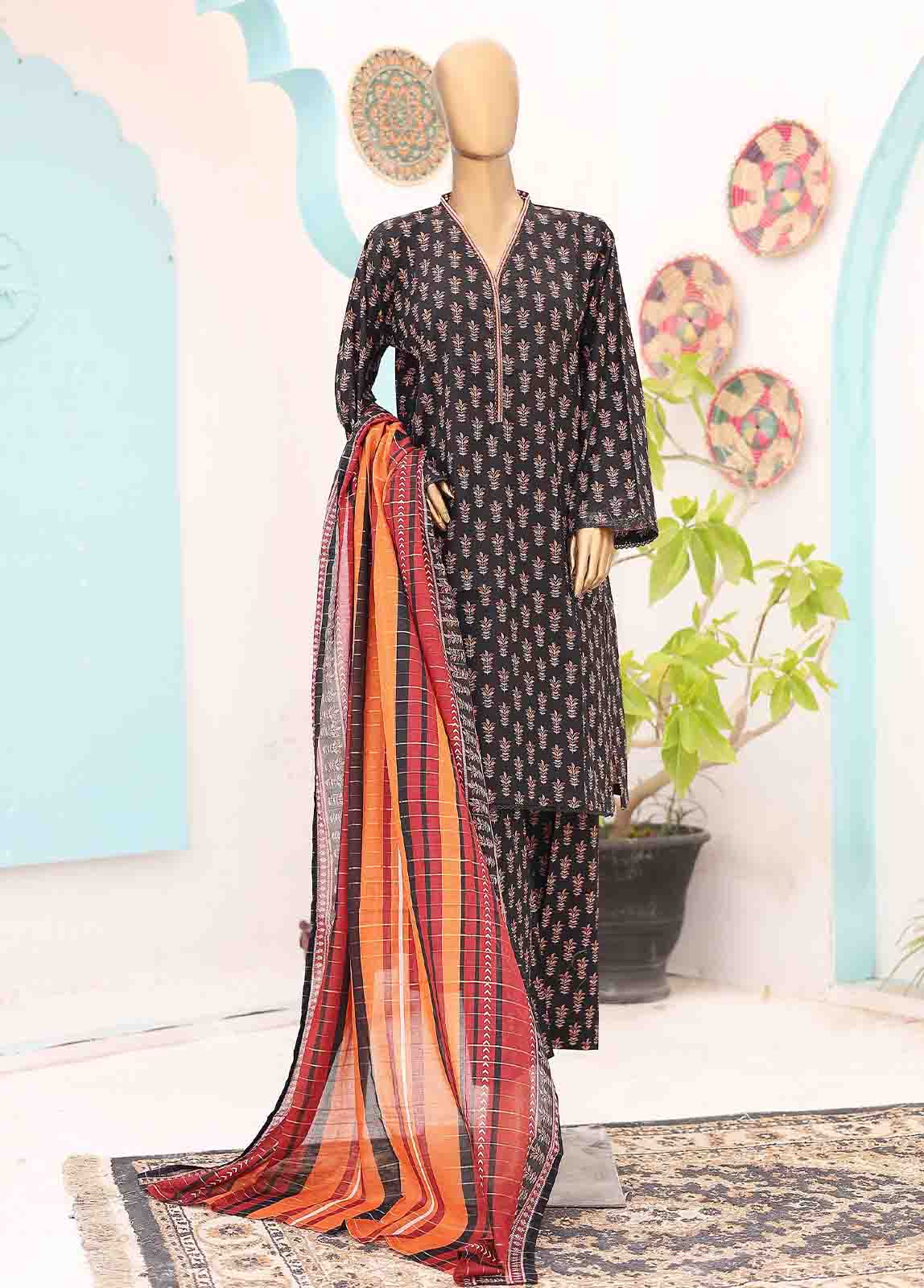 Bin Saeed Fabric - SM-PR-0636 B- 3 Piece Printed Stitched Suit