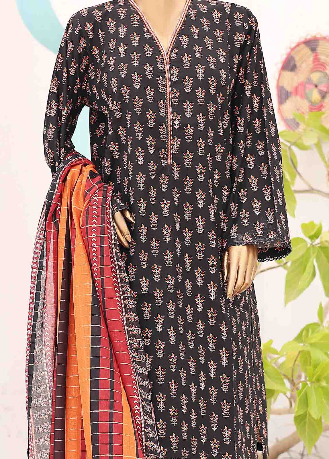 Bin Saeed Fabric - SM-PR-0636 B- 3 Piece Printed Stitched Suit